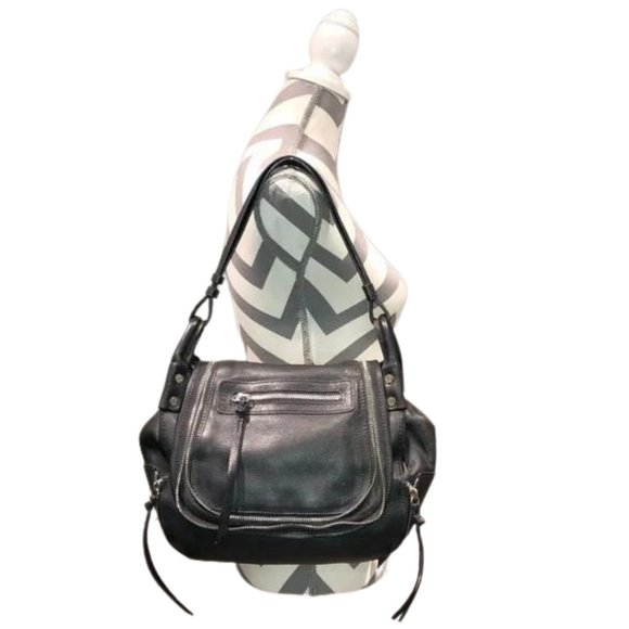 Joelle Hawkens Handbags - Joelle Hawkens by Treesje Black Leather Hobo Bag